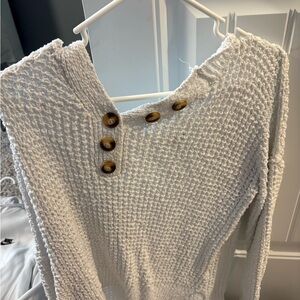 American Eagle Outfitters White Textured Sweatshirt